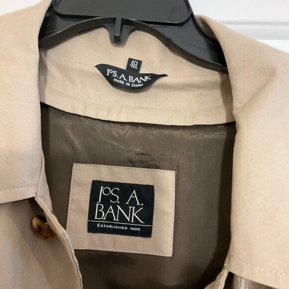 Jos A Bank Men’s 46L Trench Coat Beige Long Removable Plaid Wool Blend Liner - Picture 3 of 9